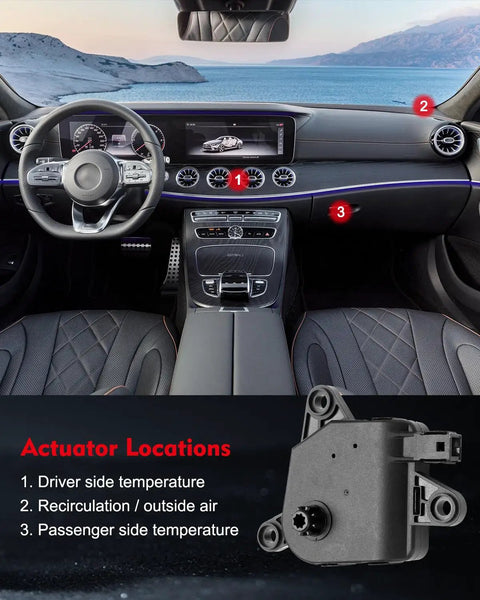 HVAC Blend Door Actuator Set Of Two Straight Up Replacement For 01 To 14 Chrysler Aspen Sebring Dodge Durango Ram 1500 inside vehicle with actuator locations.