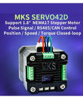 Closed Loop NEMA17 Stepper Motor Driver With GenL FOC For CNC And 3D Printers, Quiet Operation, High Efficiency, Pro Grade Precision Motion Control, RS485 Ready, SERVO42D Model For Smooth, Reliable Actuation, black unit front view
