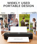 Travel Ready Portable Bluetooth Thermal Printer For On The Go, Inkless N80 Wireless Printer, images of home, office, outdoor, travel use.