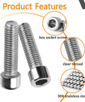 Premium Grade M8 Hex Socket Head Cap Screws, Corrosion Resistant Stainless Steel Bolts For Auto Wrenching And Heavy Machinery Assembly, 25 mm Full Thread Metric Fasteners Built Tough For Daily Grind - close-up of screws showing thread and socket head.