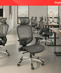 Ergonomic Mesh Office Chair With Adjustable Lumbar Support And Smooth Swivel Base Next Level Comfort For Remote Work And Chill Gaming Vibes Cozy Gray Task Seat in modern office.