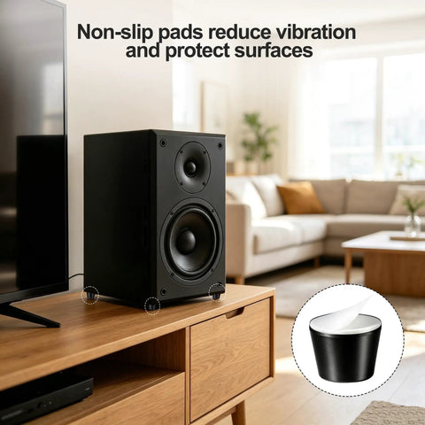 Hella Grippy Rubber Speaker Isolation Feet Self Adhesive Anti Vibration Damping Silicone Bumpers For Guitar Amps Studio Monitors And Audio Gear Eight Pack under speaker.