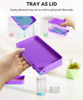30 Piece Stackable Tray Set For Diamond Art Kits With Interlocking Trays And Tools For Adults Purple Color, Space Saving Storage.