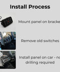 Install process for No Drill Dash Mount For 8 Gang Switch Panel Custom Fit For Can Am Maverick X3 with secure backplate.