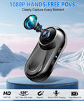 Thumb Size 1080P Wearable Body Camera With 64GB Card showcasing lens components and features over a scenic background