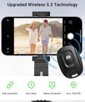 Two Pack Wireless Remote Shutter For iPhone And Android Cameras Bluetooth Photo Clicker with smartphone on tripod