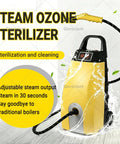 Gavscient Portable Steam Cleaner With Six Brush Heads Heavy Duty Hot Steam Machine For Kitchen Home Bedroom Bathroom Tile Grout Upholstery Carpet Cleaning Car Detailing And Floor Care High Performance Yellow, featuring adjustable steam output and spray handle.