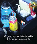 Car Console Organizer With Two Adjustable Cup Holders And Three Large Storage Compartments, Middle Seat Organizer With Seat Belt