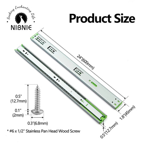 6 Pairs 24 Inch Soft Close Full Extension Ball Bearing Drawer Slides Heavy Duty Side Mount 150 Lb Capacity For Kitchen Cabinets Rv Toolboxes Built Tough And Glides Slicker Than Butter product dimensions with screw size