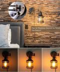 Two Pack Two In One Industrial Wall Sconce Lights Plug In Or Hardwired Antique Bronze Swing Arm Lamps With On Off Switch
