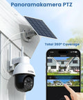 2 Pack Solar Powered Wireless Security Camera System With Battery Powered Outdoor WiFi Cameras 360 Panoramic PTZ installed