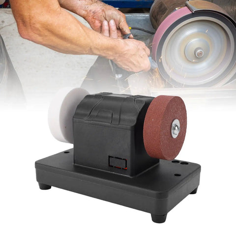Heavy Duty 3 Inch Mini Bench Grinder Built For The Daily Grind Boasting A Beefy All Copper Motor With Smooth Variable Speed Tuned From 2000 To 6000 RPM Fully Cordless Setup, showcasing grinding wheel detail.