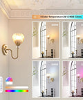 Two Pack Vintage Battery Powered Wall Sconces With 5000mAh Rechargeable Battery Remote Control Dimmable Tulip Amber Shades Wireless Easy Install