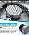 1/2 Hp Ecm X-13 Furnace Blower Motor 1075 Rpm Direct Oem Replacement For 6205E HVAC System, showing motor details and connections.