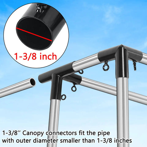Heavy Duty Canopy Fittings Kit With One And Three Eighths Inch Metal Connectors And Four 3 Way Elbows Plus Four 4 Way Cross Brackets For Easy Install On Flat Carport Shed Frames And Greenhouse Structures