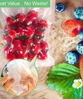 Gallon Size Vacuum Sealer Bags 11x16 100 Count BPA Free Food Storage For Clamp Style Machines with bag of red peppers