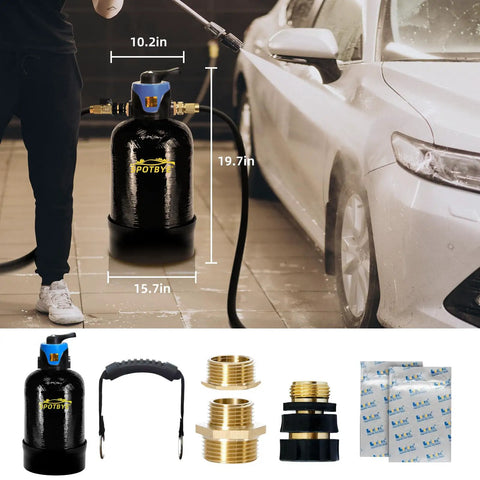 Deionized Water Filtration System For Car Wash With 10L Mixed Bed Resin, Spotless Rinse Filter next to car, components laid out