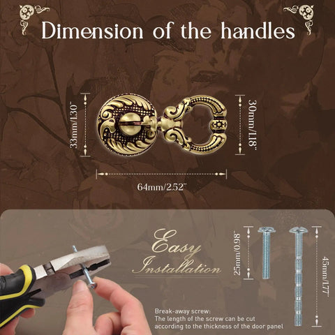 Dimensions of Top Notch Vintage Brass Drop Ring Pulls Slick Antique Finish Hand Painted Red For Kitchen Cabinet Drawer Furniture Hardware.