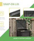 80 Gallon Garden Compost Tumbler Bin With Dual Side Loading Yellow Unit 23.75 By 23.75 By 32 Inch Size illustration with open lid