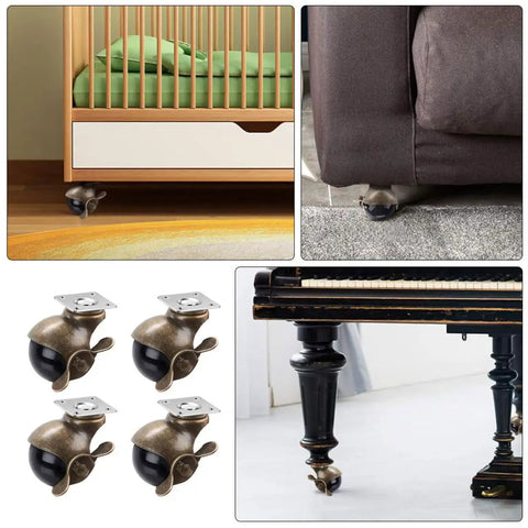 4Pcs Vintage Universal Furniture Casters With Dual Ball Bearing Setup Rock Solid No Sweat Install Design For Wooden Desks Cabinets And Chairs Butter Smooth Gliders on crib, couch, and piano.