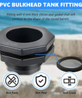 Heavy Duty Three Inch PVC Bulkhead Fitting Kit with Reinforced Seals for Water Tanks Aquariums Rain Barrels Pools, close-up view