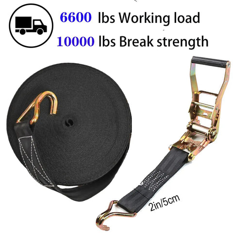 Two Pack Heavy Duty Ratchet Straps With 8000 Lbs Break Strength, 2 Inch By 40 Foot Black Tie Down Straps With Durable Double J Hooks