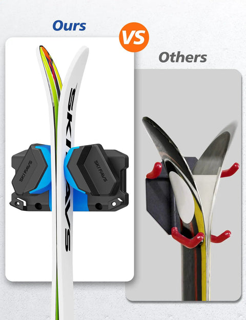 Ditch The Clutter With This Heavy Duty Ski And Snowboard Wall Rack For Garage Space Saving Storage Holds Six Boards Securely With Nonslip Soft Rubber Pads Keeps Your Winter Rides Grab And Go Ready. Comparison of ski wall racks, ours with soft grips vs others.