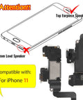 Diagram showing iPhone 11 earpiece speaker replacement kit with proximity sensor flex cable.