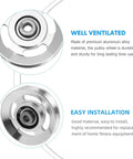Close-up of heavy duty replaceable cable pulley wheels, aluminum alloy, 3.46 inches, perfect for gym equipment installation.