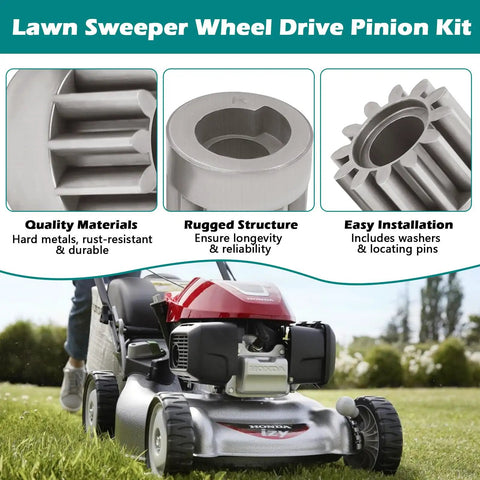 Left And Right Side Wheel Drive Pinion Replacement Gear Kit For 42 Inch Lawn Sweepers Slips In Like Butter And Keeps Your Machine Running Smooth For John Deere Groundwork Brinly Hardy Systems, featuring durable materials and installation details.