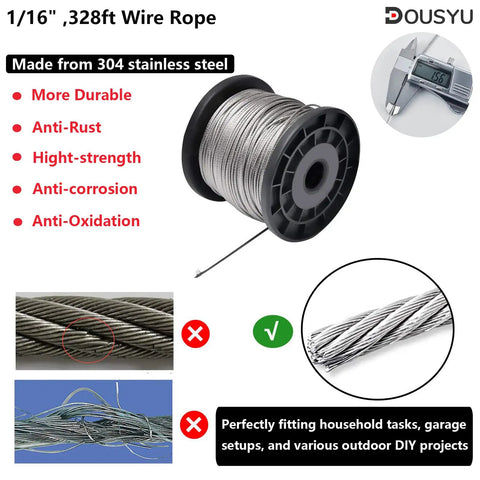 All In One Wire Rope Crimping Tool Kit With One Sixteenth Inch Cable And M6 Turnbuckle Set 328 Ft Stainless Steel Wire Rope