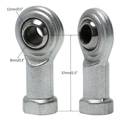 2Pcs Heavy Duty 8Mm Tie Rod Ball Joint Steering Tie Rod Sway Bar Heim Joint M8 Rod End Bearing Zero Play Direct Bolt In Kit For Atv Quad Dirt Bike Go Kart And Drift Trike close-up of ball joint dimensions