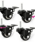 Keyboard Stand Caster Wheels Set Of 4 Replacement Locking Heavy Duty Wheels With Brake For Piano Stands And Keyboard Stands MS1078 MS1080 Caster Replacement Parts And Accessories And Repair Kit