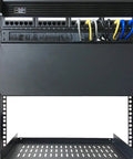 4 Pack 1U Brush Panels For 19 Inch Server Rack mounted on vertical rack with cabling organized behind for a clean setup.