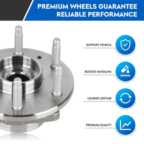 Heavy Duty Front Wheel Bearing Hub Assembly For Chevy Silverado 1500 4WD Only And GMC Sierra 1500 6 Lug With ABS close-up showing bolts and design.