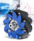 4 Inch Mecanum Wheel Right Aluminum With TPU Rubber Rollers for omni directional robot mobility, high load capacity, dual bearings
