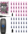 Premium Spiral Screw Tire Repair Kit With 61 Heavy Duty Rubber Plugs featuring mixed color rubber plugs and a tire repair tool.