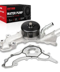 Heavy Duty Engine Water Pump With Gasket Kit Straight Swap For Dodge Challenger Charger Durango 3.6 Liter V6 Pentastar Engines 2011 To 2024 Real Deal Replacement 1204450 with black and silver finish.
