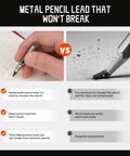 Comparison of Mini Titanium Infinity Pencil Inkless Writing Tool With Graphite Tip 2.32 Inch Open Length Keychain Design and regular pencil showing durability