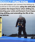 Heavy Duty Ice Auger Drill Bit Adapter Compatible With Clam Drill Plate For K Drill And StrikeMaster Lite Flite in use on ice