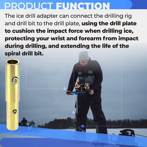 Heavy Duty Ice Auger Drill Bit Adapter Compatible With Clam Drill Plate For K Drill And StrikeMaster Lite Flite in use on ice