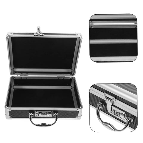 Heavy Duty Aluminum Toolbox With Secure Snap Latch And Rugged Carry Handle For Smart Hardware Organizing And Quick Load Out Outdoor Jobs Or Weekend Garage Grind showing black interior and metal handle.