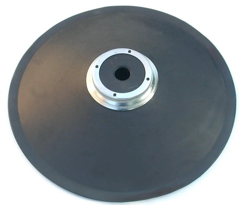 Solid Molded Rubber Grease Follower Plate For 120 Pound Sixteen Gallon Drum With One And A Half Inch Downtube And Fourteen And One Quarter Inch Diameter