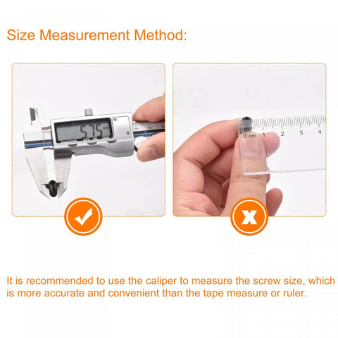 Size measurement method for Top Notch Ball Point Set Screws 5 Pcs M4 X 10Mm using a caliper for accurate results.