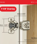 40 Pack Soft Close Cabinet Hinges For Face Frame Doors 1-1/4 Inch Overlay Concealed Hinges, 105 Degree 3 Way Adjustable