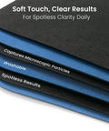 EVEO microfiber glasses cleaning cloths, 6-pack, black and blue, lens and screen cleaning cloth