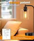 Pair Of Slick Smart Touch Table Lamps With USB C And USB A Ports And AC Outlet, 3 Way Dimmable Black Bedside Lamps With Glass Shade