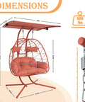 Dimensions of Double Egg Chair With Stand And Adjustable Canopy For Indoor Outdoor Use Cozy 2 Person Wicker Hanging Swing Chairs