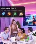Room with Under Bed LED Lights With Motion Activated Sensor lit in vibrant colors during a social gathering.