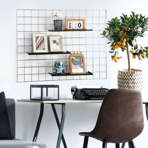 Kick Clutter To The Curb With This Slick 4 Pack Of Gridwall Shelf Hooks Built For Wire Grid Panels, 15.75 inch black shelves.
